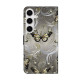 For Samsung Galaxy S24+ / S25+ 5G Crystal-Like Painted Vegan Leather Phone Case(Lace Butterfly)