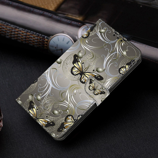For Samsung Galaxy S24+ / S25+ 5G Crystal-Like Painted Vegan Leather Phone Case(Lace Butterfly)