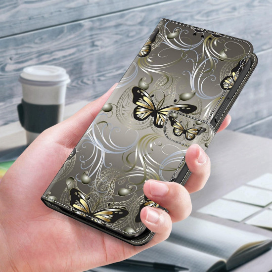 For Samsung Galaxy S24+ / S25+ 5G Crystal-Like Painted Vegan Leather Phone Case(Lace Butterfly)