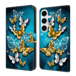 For Samsung Galaxy S24+ / S25+ 5G Crystal-Like Painted Vegan Leather Phone Case(Green Butterfly)