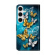 For Samsung Galaxy S24+ / S25+ 5G Crystal-Like Painted Vegan Leather Phone Case(Green Butterfly)