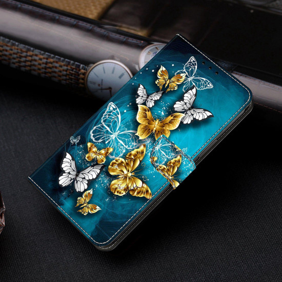 For Samsung Galaxy S24+ / S25+ 5G Crystal-Like Painted Vegan Leather Phone Case(Green Butterfly)