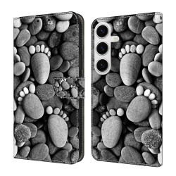 For Samsung Galaxy S24+ / S25+ 5G Crystal-Like Painted Vegan Leather Phone Case(Stone Footprints)