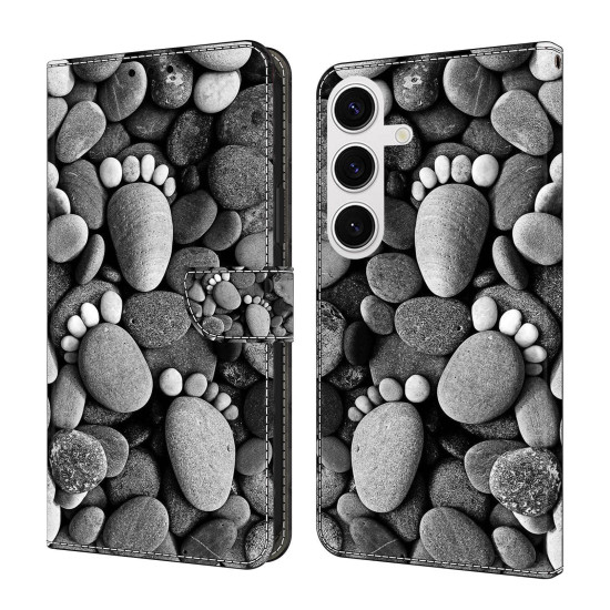 For Samsung Galaxy S24+ / S25+ 5G Crystal-Like Painted Vegan Leather Phone Case(Stone Footprints)