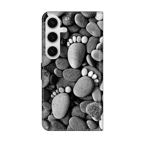 For Samsung Galaxy S24+ / S25+ 5G Crystal-Like Painted Vegan Leather Phone Case(Stone Footprints)
