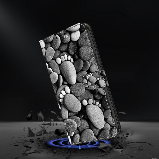 For Samsung Galaxy S24+ / S25+ 5G Crystal-Like Painted Vegan Leather Phone Case(Stone Footprints)