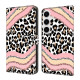 For Samsung Galaxy S24+ / S25+ 5G Crystal-Like Painted Vegan Leather Phone Case(Stripes and Leopard)