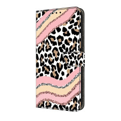 For Samsung Galaxy S24+ / S25+ 5G Crystal-Like Painted Vegan Leather Phone Case(Stripes and Leopard)