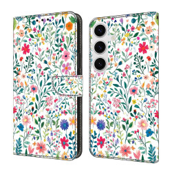 For Samsung Galaxy S24+ / S25+ 5G Crystal-Like Painted Vegan Leather Phone Case(Small Flowerbed)