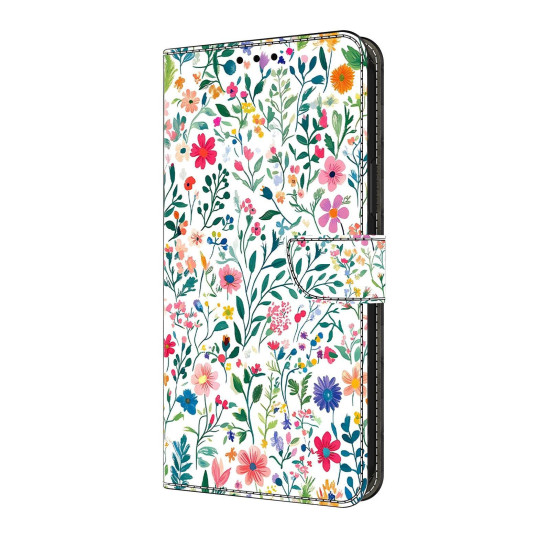 For Samsung Galaxy S24+ / S25+ 5G Crystal-Like Painted Vegan Leather Phone Case(Small Flowerbed)
