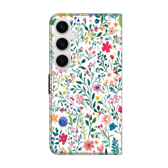 For Samsung Galaxy S24+ / S25+ 5G Crystal-Like Painted Vegan Leather Phone Case(Small Flowerbed)