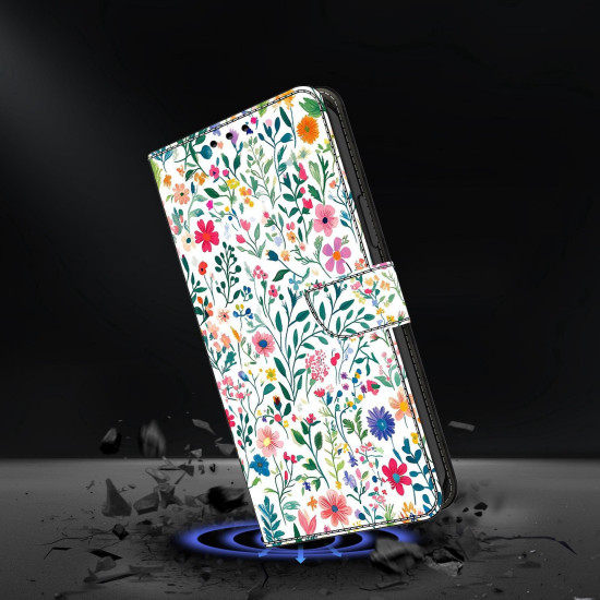 For Samsung Galaxy S24+ / S25+ 5G Crystal-Like Painted Vegan Leather Phone Case(Small Flowerbed)