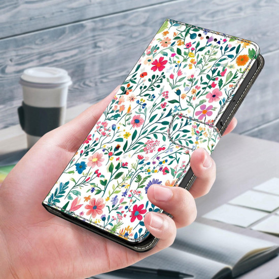 For Samsung Galaxy S24+ / S25+ 5G Crystal-Like Painted Vegan Leather Phone Case(Small Flowerbed)