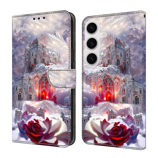 For Samsung Galaxy S24+ / S25+ 5G Crystal-Like Painted Vegan Leather Phone Case(Snow Castle)