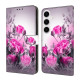 For Samsung Galaxy S24+ / S25+ 5G Crystal-Like Painted Vegan Leather Phone Case(Purple Flower)
