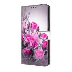 For Samsung Galaxy S24+ / S25+ 5G Crystal-Like Painted Vegan Leather Phone Case(Purple Flower)