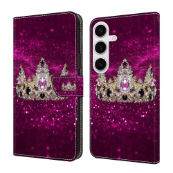 For Samsung Galaxy S24+ / S25+ 5G Crystal-Like Painted Vegan Leather Phone Case(Purple Diamond Crown)
