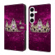 For Samsung Galaxy S24+ / S25+ 5G Crystal-Like Painted Vegan Leather Phone Case(Purple Diamond Crown)