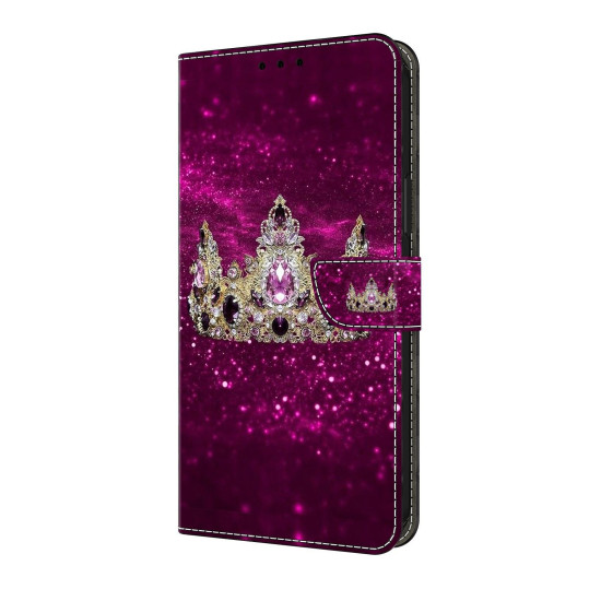 For Samsung Galaxy S24+ / S25+ 5G Crystal-Like Painted Vegan Leather Phone Case(Purple Diamond Crown)