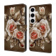 For Samsung Galaxy S24+ / S25+ 5G Crystal-Like Painted Vegan Leather Phone Case(Brown Rose)