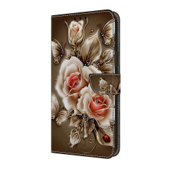 For Samsung Galaxy S24+ / S25+ 5G Crystal-Like Painted Vegan Leather Phone Case(Brown Rose)