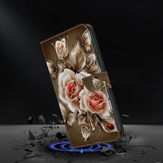 For Samsung Galaxy S24+ / S25+ 5G Crystal-Like Painted Vegan Leather Phone Case(Brown Rose)