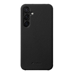 For Samsung Galaxy S24+ 5G melkco Litchi Texture Magnetic Half Coverage Genuine Leather Phone Case(Black)