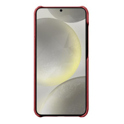 For Samsung Galaxy S24+ 5G melkco Litchi Texture Magnetic Half Coverage Genuine Leather Phone Case(Red)
