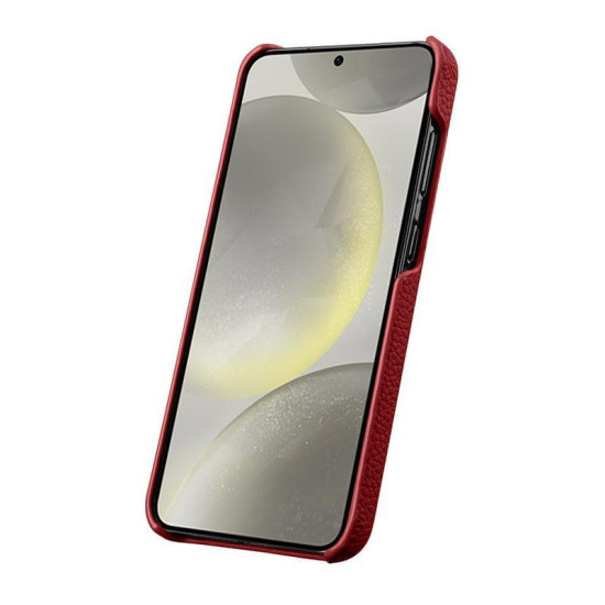For Samsung Galaxy S24+ 5G melkco Litchi Texture Magnetic Half Coverage Genuine Leather Phone Case(Red)