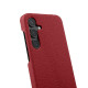 For Samsung Galaxy S24+ 5G melkco Litchi Texture Magnetic Half Coverage Genuine Leather Phone Case(Red)
