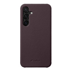 For Samsung Galaxy S24+ 5G melkco Litchi Texture Magnetic Half Coverage Genuine Leather Phone Case(Dark Purple)