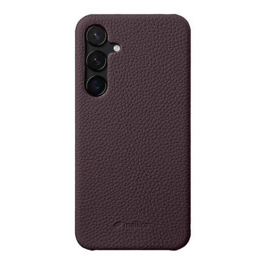 For Samsung Galaxy S24+ 5G melkco Litchi Texture Magnetic Half Coverage Genuine Leather Phone Case(Dark Purple)