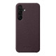 For Samsung Galaxy S24+ 5G melkco Litchi Texture Magnetic Half Coverage Genuine Leather Phone Case(Dark Purple)