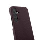 For Samsung Galaxy S24+ 5G melkco Litchi Texture Magnetic Half Coverage Genuine Leather Phone Case(Dark Purple)