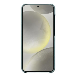 For Samsung Galaxy S24+ 5G melkco Litchi Texture Magnetic Half Coverage Genuine Leather Phone Case(Light Blue)