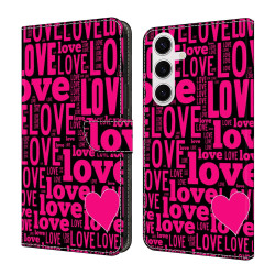 For Samsung Galaxy S24+ 5G Crystal-Like Painted Vegan Leather Phone Case(LOVE)