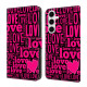 For Samsung Galaxy S24+ 5G Crystal-Like Painted Vegan Leather Phone Case(LOVE)