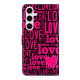 For Samsung Galaxy S24+ 5G Crystal-Like Painted Vegan Leather Phone Case(LOVE)
