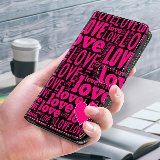 For Samsung Galaxy S24+ 5G Crystal-Like Painted Vegan Leather Phone Case(LOVE)