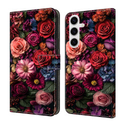 For Samsung Galaxy S24+ 5G Crystal-Like Painted Vegan Leather Phone Case(Flower Garden)