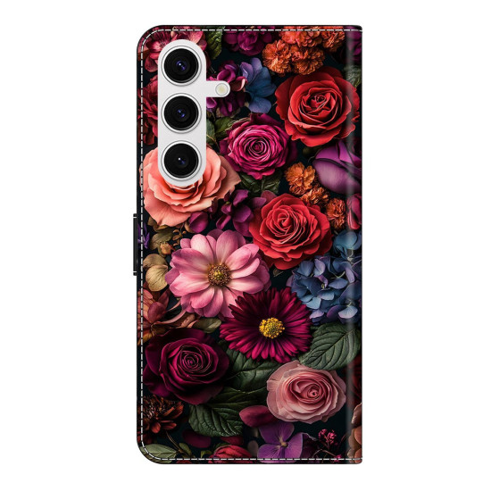 For Samsung Galaxy S24+ 5G Crystal-Like Painted Vegan Leather Phone Case(Flower Garden)