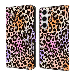 For Samsung Galaxy S24+ 5G Crystal-Like Painted Vegan Leather Phone Case(Spotted Leopard Print)