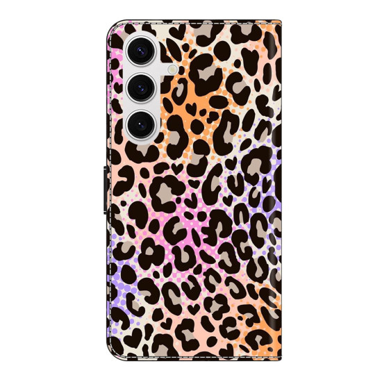 For Samsung Galaxy S24+ 5G Crystal-Like Painted Vegan Leather Phone Case(Spotted Leopard Print)