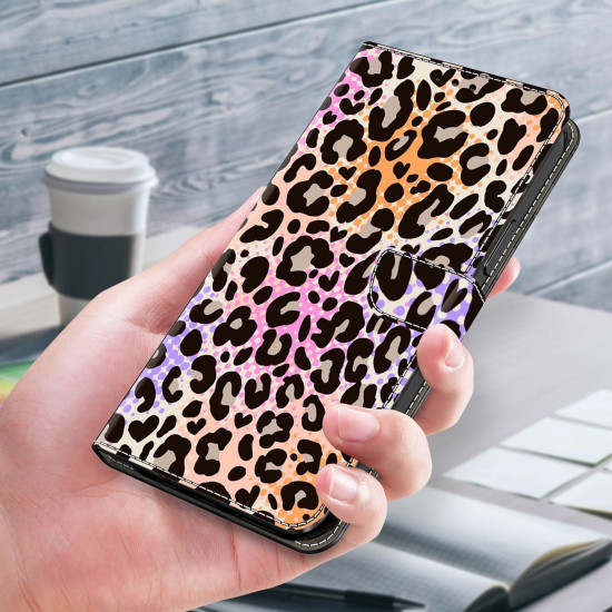For Samsung Galaxy S24+ 5G Crystal-Like Painted Vegan Leather Phone Case(Spotted Leopard Print)