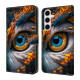 For Samsung Galaxy S24+ 5G Crystal-Like Painted Vegan Leather Phone Case(Blue Eyes)