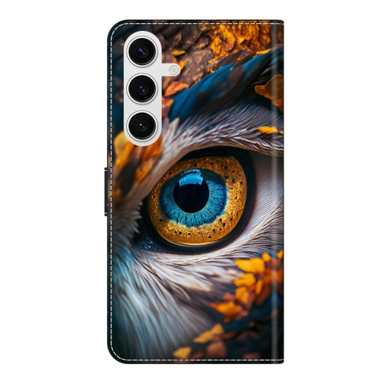 For Samsung Galaxy S24+ 5G Crystal-Like Painted Vegan Leather Phone Case(Blue Eyes)