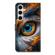 For Samsung Galaxy S24+ 5G Crystal-Like Painted Vegan Leather Phone Case(Blue Eyes)