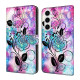 For Samsung Galaxy S24+ 5G Crystal-Like Painted Vegan Leather Phone Case(Pen Drawing Rose)