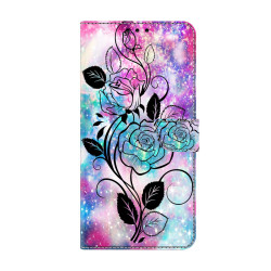 For Samsung Galaxy S24+ 5G Crystal-Like Painted Vegan Leather Phone Case(Pen Drawing Rose)