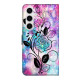 For Samsung Galaxy S24+ 5G Crystal-Like Painted Vegan Leather Phone Case(Pen Drawing Rose)